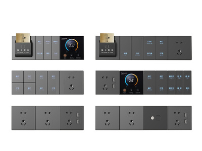 开关_酒店开关_宾馆开关_客房开关_智能开关_连体开关插座SU模型