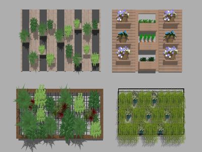 现代绿植墙 su草图模型