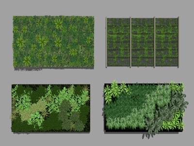 现代绿植景墙 su草图模型
