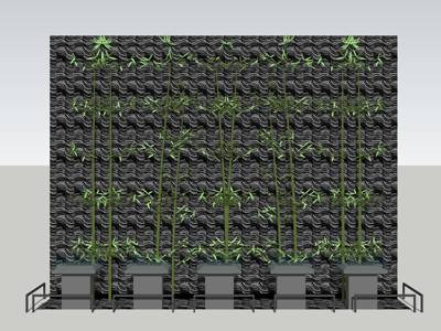 现代绿植景墙 su草图模型