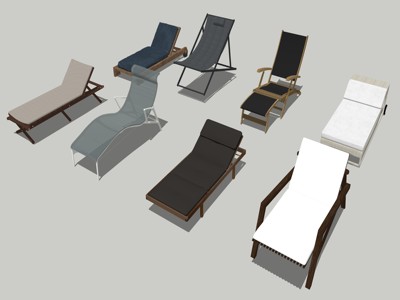现代摇椅躺椅 su草图模型
