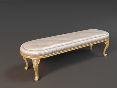 欧式法式床尾凳长条凳换鞋凳3d模型