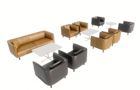 办公沙发单人沙发组合SU模型