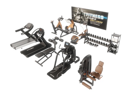 健身器材_跑步机_哑铃SU模型