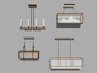 新中式吊灯装饰灯 su草图模型