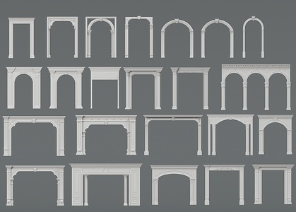 大门 门套 垭口 雕花门楣 雕花门套 罗马柱3D模型