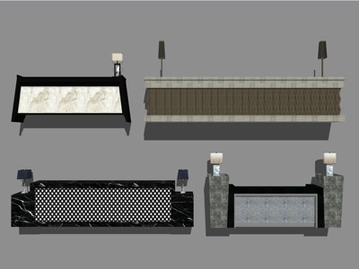 现代风格办公室前台 su草图模型