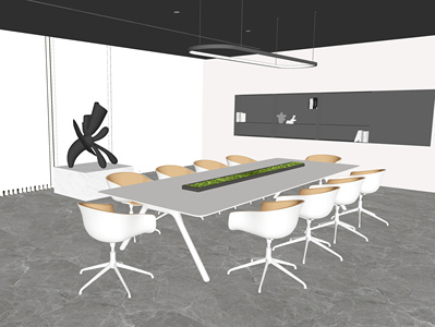 现代会议室小会议室会议桌椅SU模型