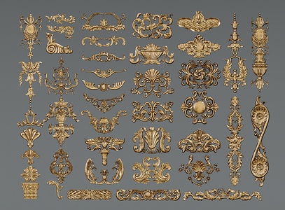 雕花_墙饰_金属构件_装饰_建筑构件su模型