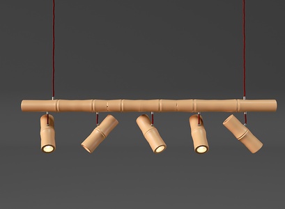 新中式竹筒吊灯竹子吊灯竹竿吊灯3D模型