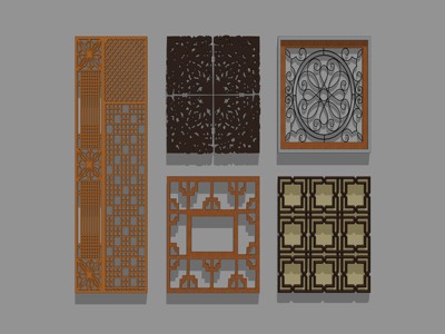 中式风格墙饰雕花挂件 su草图模型