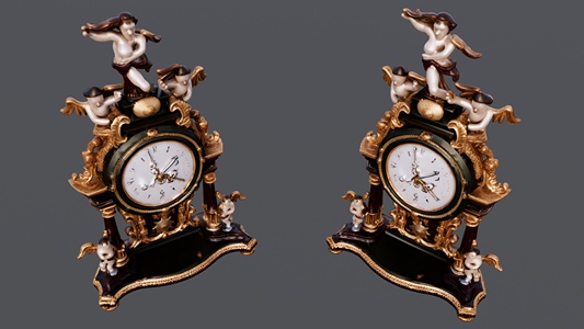 黑金搭配的天使装饰钟表 su草图模型