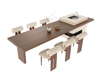 现代餐桌椅_岛台餐桌_餐椅_单椅3D模型