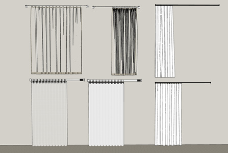 现代窗帘_现代浴帘_窗帘_拉帘SU模型