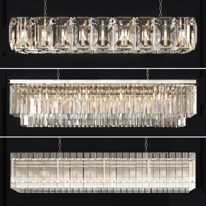 现代水晶吊灯 长条吊灯吸顶灯su模型