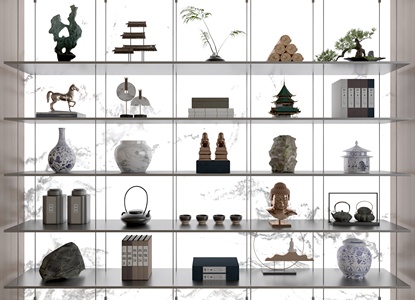 新中式摆件组合3D模型