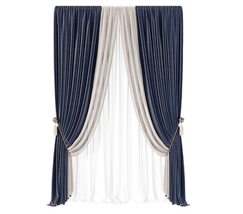 现代通用窗帘_布艺窗帘_纱帘SU模型