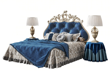 欧式古典床组合 双人床台灯3D模型