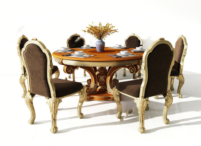 欧式古典餐桌椅组合3D模型