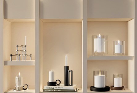 现代简约蜡烛_金属烛台_玻璃烛台_烛台_书本烛台摆件3D模型