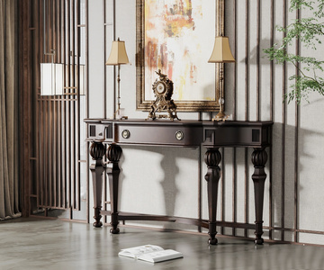 美式端景条案3D模型