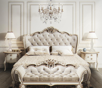 欧式双人床床头柜台灯组合