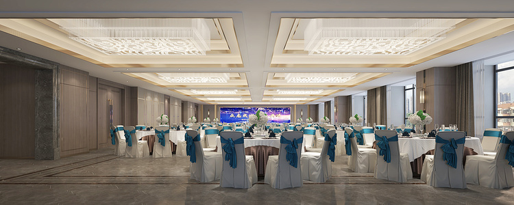 现代酒店大宴会厅3D模型