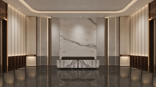 现代大厅_酒店接待大厅酒店大堂3D模型