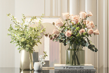 现代花艺_花瓶花艺装饰摆件su模型