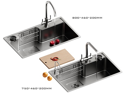 厨房用品组合_不锈钢水槽_SU模型