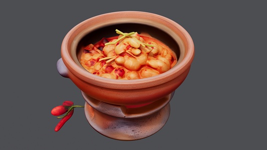 砂锅黄焖鸡 su草图模型