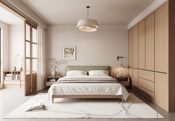 奶油原木风卧室SU模型