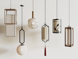 新中式吊灯 SU模型