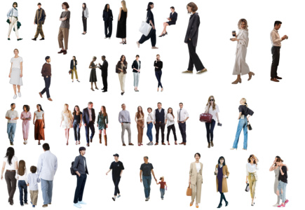 23-现代时尚休闲人物，办公人物背影人物领着小孩的人物psd免扣人物