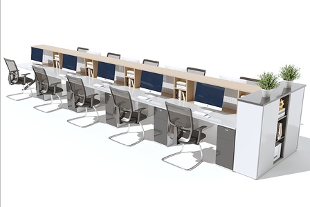 现代工位员工工位)3D模型