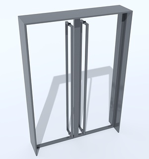 现代玻璃门玻璃双开门3D模型