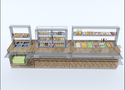 现代自助餐厅 自助餐柜3D模型