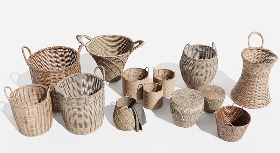 编织篮组合_收纳篮_收纳筐3D模型(2021)