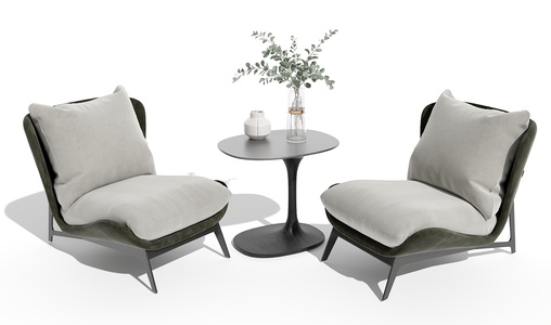 现代休闲桌椅组合小边几边桌3D模型(2021)