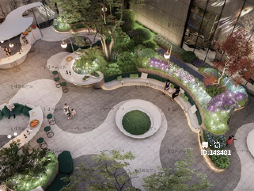 现代轻奢屋顶花园SU模型