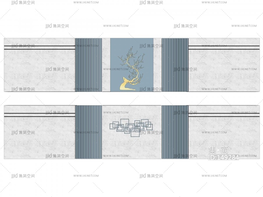 现代麋鹿锈板格栅景墙 