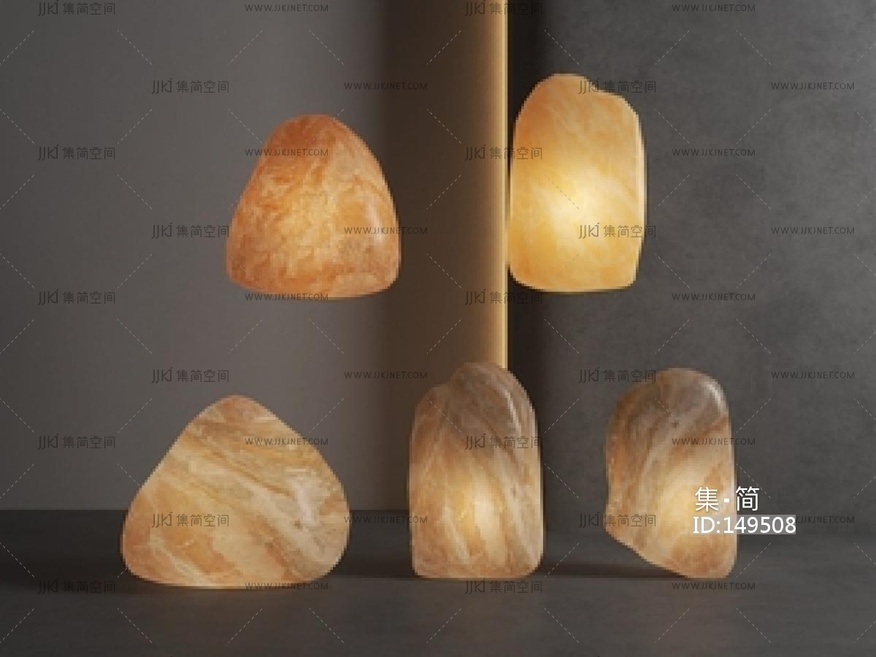 现代新中式石头景观灯SU模型
