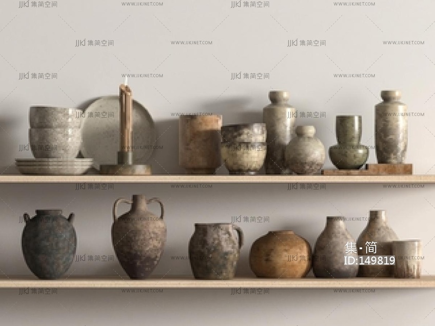 侘寂罐子_侘寂复古罐子_侘寂陶罐摆件_陶罐SU模型