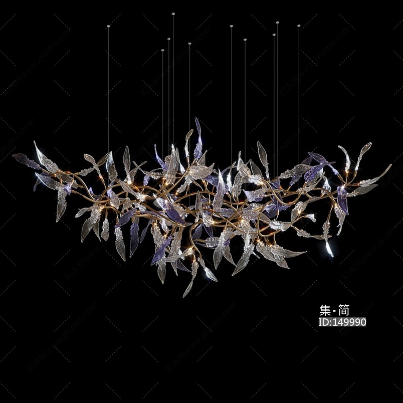 13-现代玻璃花瓣造型吊灯3D模型