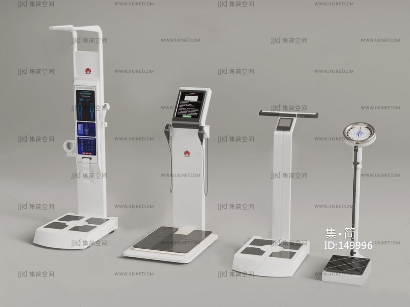 03-医疗器材_现代医疗器材_体重仪_体侧仪_身高测量器su模型