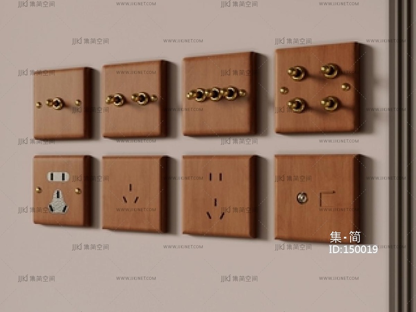 开关插座_中古风开关插座SU模型
