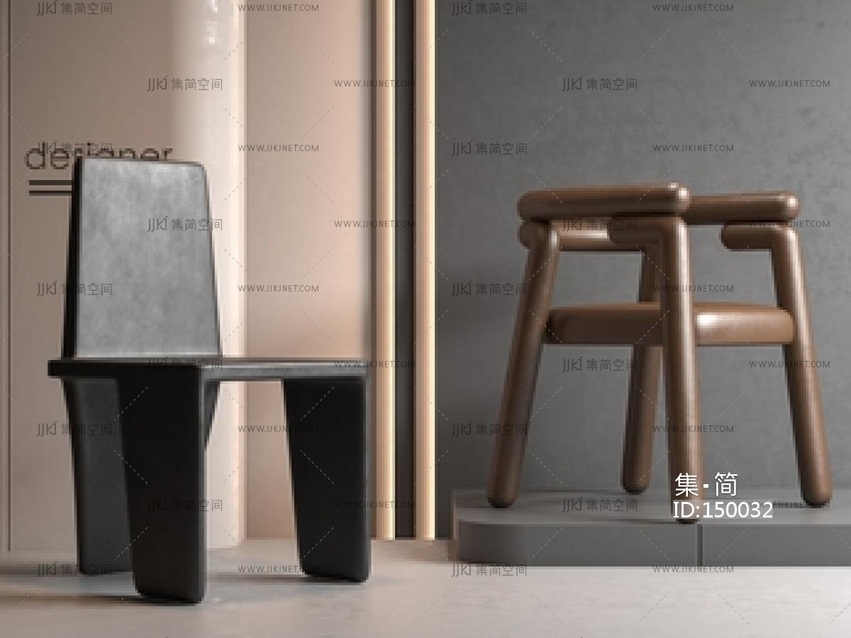 现代餐椅SU模型