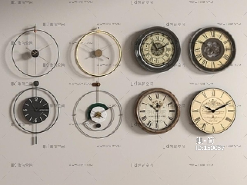 现代钟表_现代挂钟组合_钟SU模型