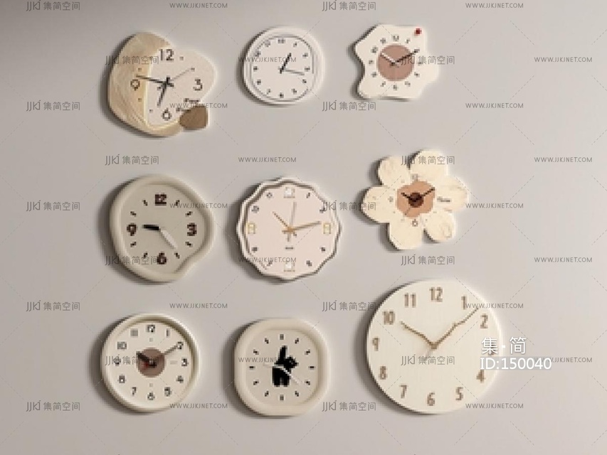 现代钟表_现代挂钟组合_钟SU模型