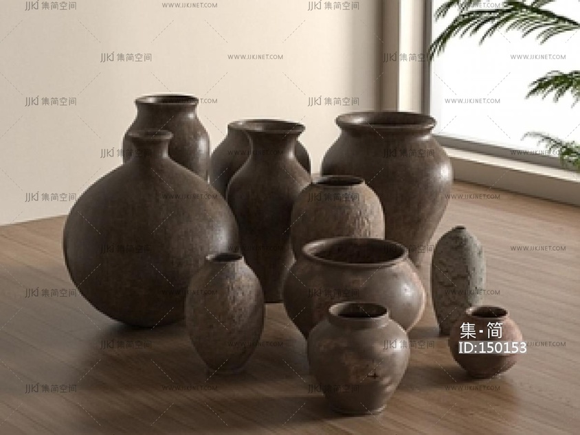 现代侘寂罐子_陶罐_现代侘寂罐子_侘寂风陶罐器皿_茶叶罐SU模型